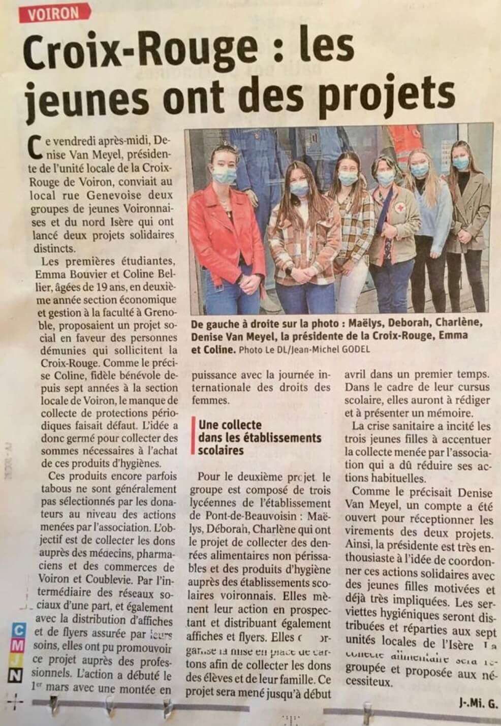 Le Dauphiné Libéré - Voiron - journal local - Croix Rouge les jeunes ont des projets
