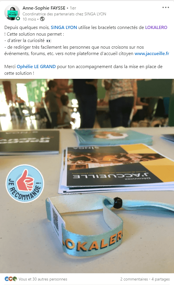 Association Singa Lyon - bracelets connectés Lokalero - je recommande